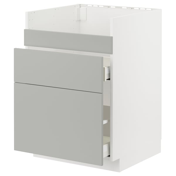 METOD / MAXIMERA Mobile lavello HAVSEN/3front/2cass, bianco/Havstorp grigio chiaro, 60x60 cm