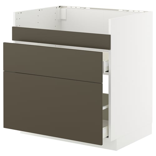 METOD / MAXIMERA Mobile lavello HAVSEN/3front/2cass, bianco/Havstorp marrone-beige, 80x60 cm