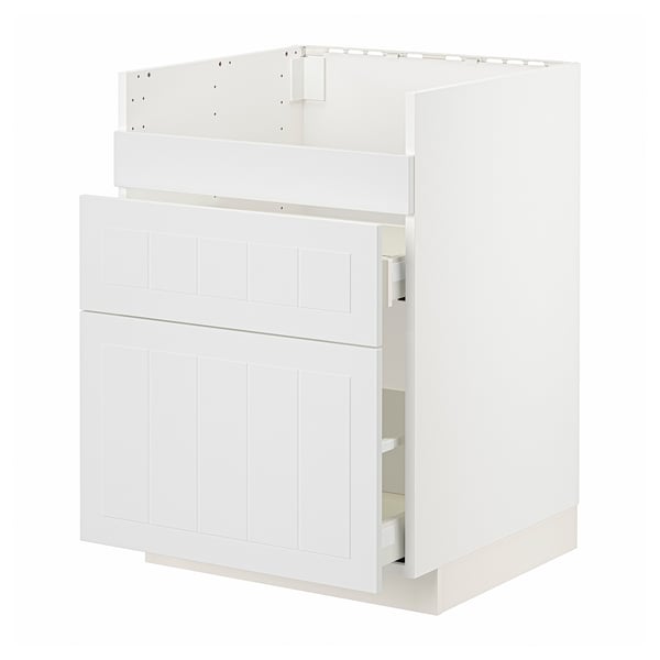METOD / MAXIMERA Mobile lavello HAVSEN/3front/2cass, bianco/Stensund bianco, 60x60 cm