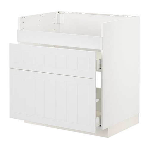 METOD / MAXIMERA Mobile lavello HAVSEN/3front/2cass, bianco/Stensund bianco, 80x60 cm