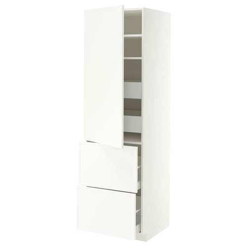 METOD / MAXIMERA Mobile/ripiani/4cassetti/anta/2fron, bianco/Aspudden bianco opaco, 60x60x200 cm