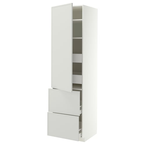 METOD / MAXIMERA Mobile/ripiani/4cassetti/anta/2fron, bianco/Aspudden grigio chiaro, 60x60x220 cm
