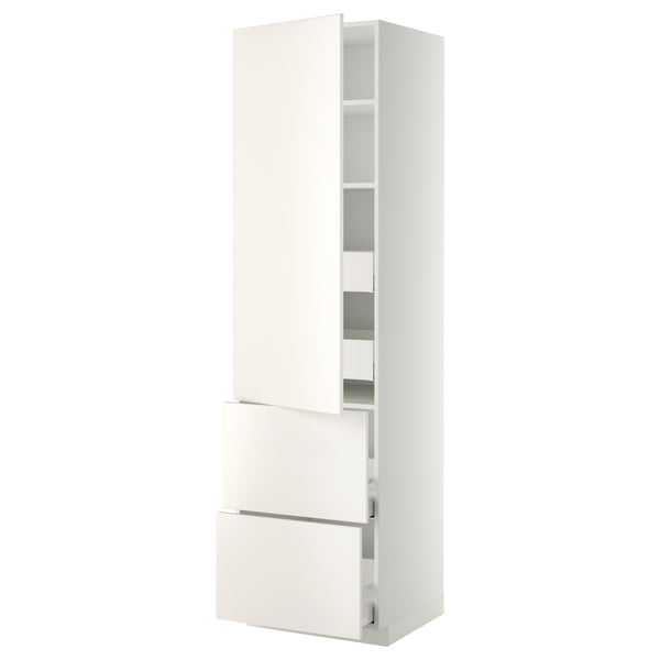 METOD / MAXIMERA Mobile/ripiani/4cassetti/anta/2fron, bianco/Veddinge bianco, 60x60x220 cm