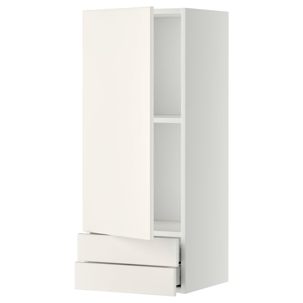 METOD / MAXIMERA Pensile con anta/2cassetti, bianco/Veddinge bianco, 40x100 cm