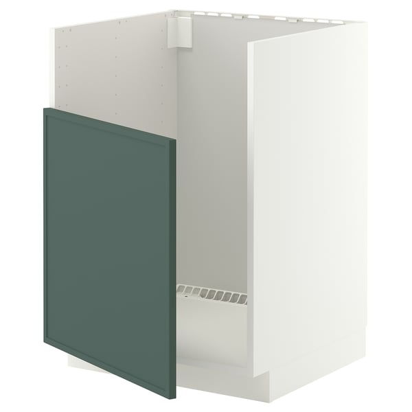 METOD Mob base lavello TALLSJÖN, bianco/Aspudden grigio scuro-verde, 60x60 cm