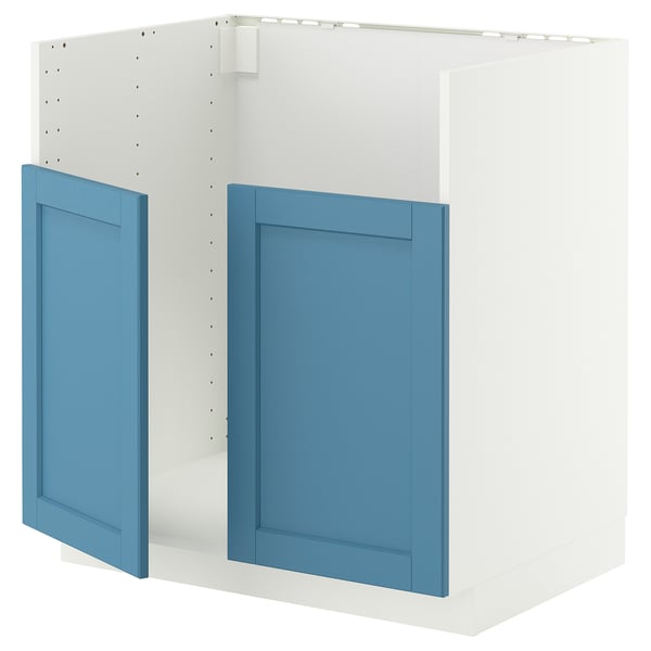 METOD Mob base lavello TALLSJÖN, bianco/Lerhyttan blu, 80x60 cm