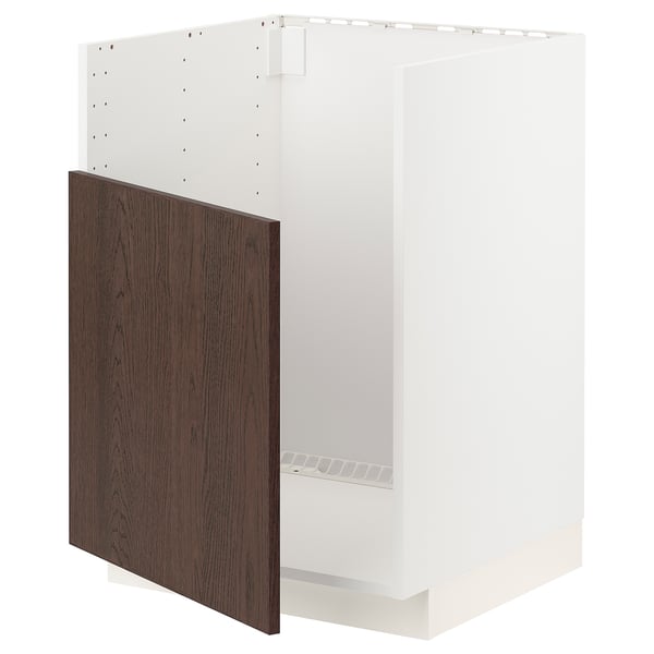 METOD Mob base lavello TALLSJÖN, bianco/Sinarp marrone, 60x60 cm