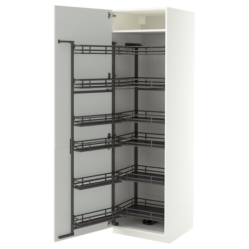METOD Mobile alto con cestelli dispensa, bianco/Aspudden grigio chiaro, 60x60x200 cm