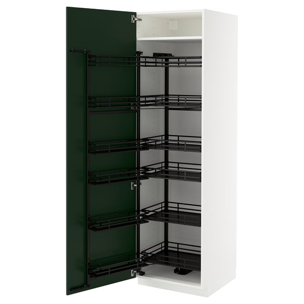 METOD Mobile alto con cestelli dispensa, bianco/Havstorp verde intenso, 60x60x200 cm