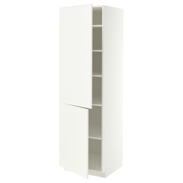 METOD Mobile alto con ripiani/2 ante, bianco/Aspudden bianco opaco, 60x60x200 cm
