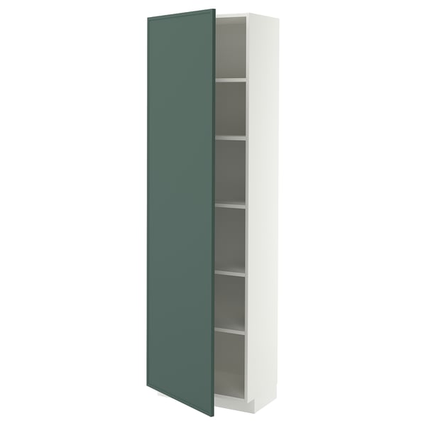 METOD Mobile alto con ripiani, bianco/Aspudden grigio scuro-verde, 60x37x200 cm