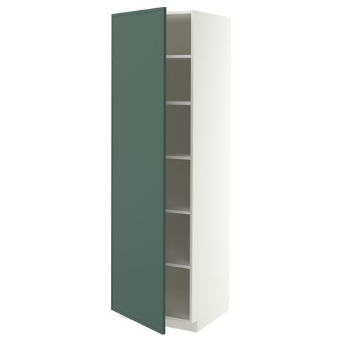 METOD Mobile alto con ripiani, bianco/Aspudden grigio scuro-verde, 60x60x200 cm