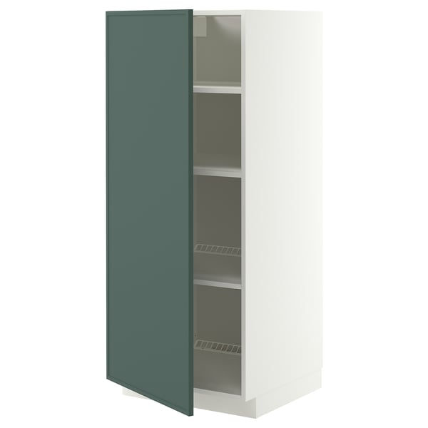 METOD Mobile alto con ripiani, bianco/Aspudden grigio scuro-verde, 60x60x140 cm