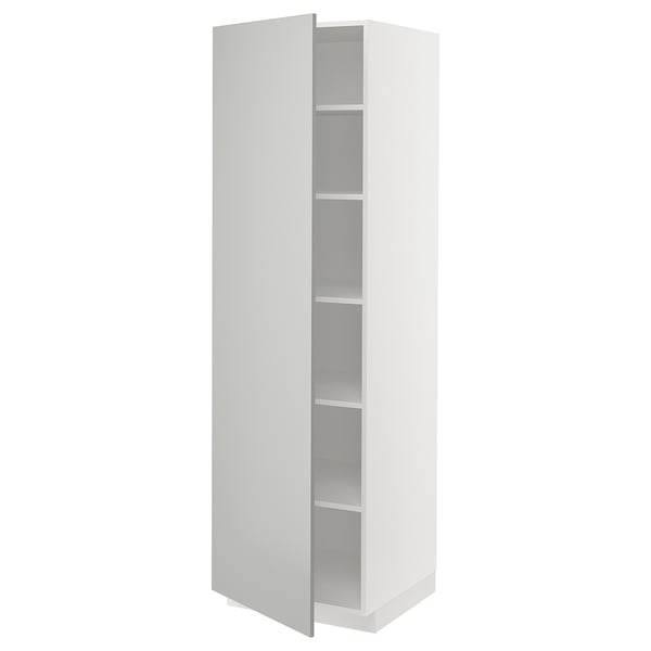 METOD Mobile alto con ripiani, bianco/Havstorp grigio chiaro, 60x60x200 cm