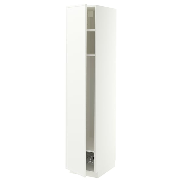 METOD Mobile alto con ripiani/cestello, bianco/Aspudden bianco opaco, 40x60x200 cm