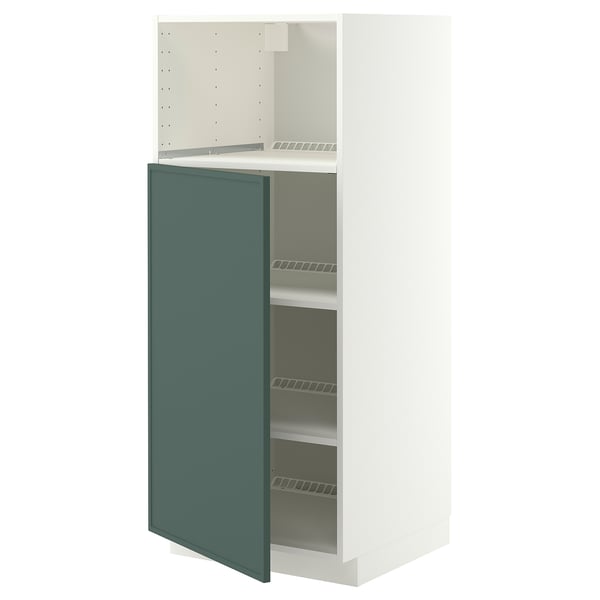 METOD Mobile alto elettrodomest incasso, bianco/Aspudden grigio scuro-verde, 60x60x140 cm