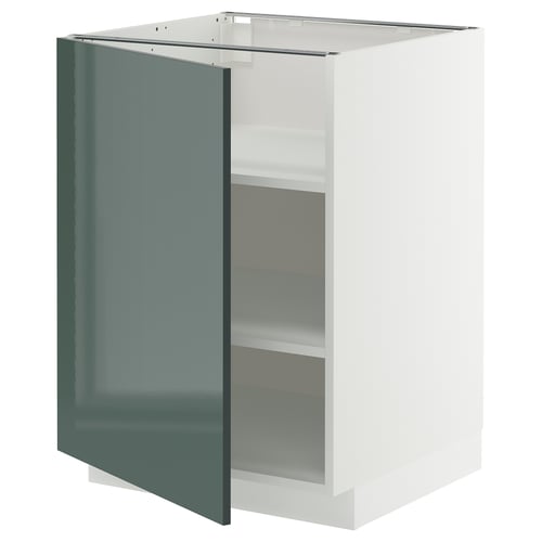 METOD Mobile base con ripiani, bianco/Kallarp grigio-verde scuro lucido, 60x60 cm