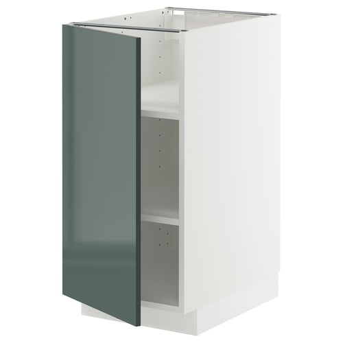METOD Mobile base con ripiani, bianco/Kallarp grigio-verde scuro lucido, 40x60 cm
