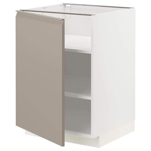METOD Mobile base con ripiani, bianco/Upplöv beige scuro opaco, 60x60 cm