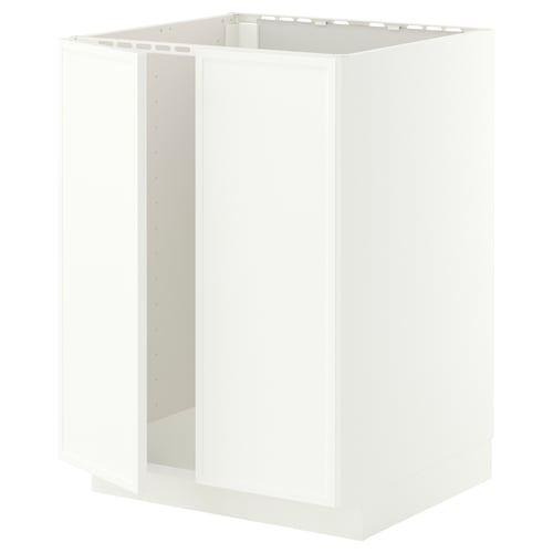 METOD Mobile base per lavello + 2 ante, bianco/Aspudden bianco opaco, 60x60 cm