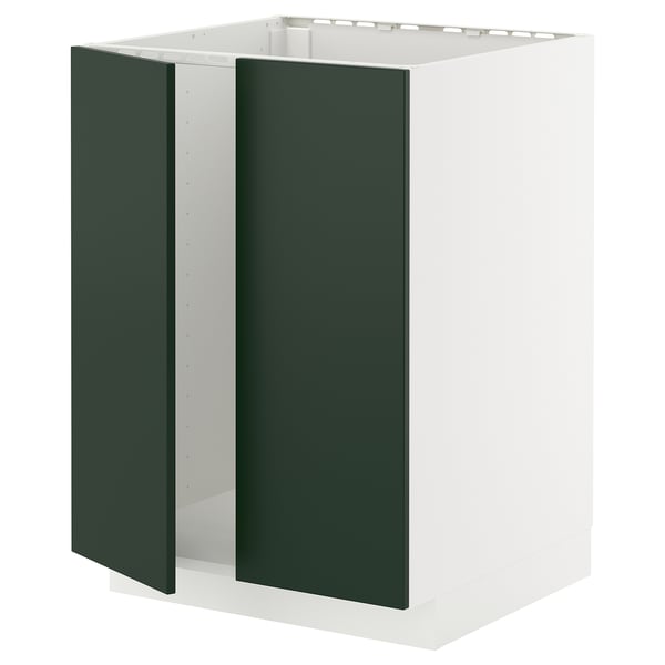 METOD Mobile base per lavello + 2 ante, bianco/Havstorp verde intenso, 60x60 cm