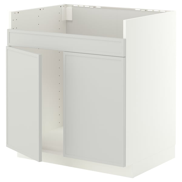 METOD Mobile base per lavello 2vas HAVSEN, bianco/Aspudden grigio chiaro, 80x60 cm