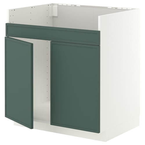 METOD Mobile base per lavello 2vas HAVSEN, bianco/Aspudden grigio scuro-verde, 80x60 cm
