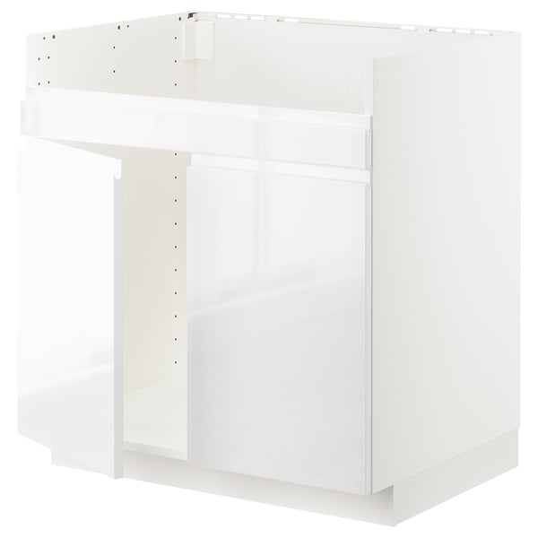METOD Mobile base per lavello 2vas HAVSEN, bianco/Voxtorp lucido/bianco, 80x60 cm