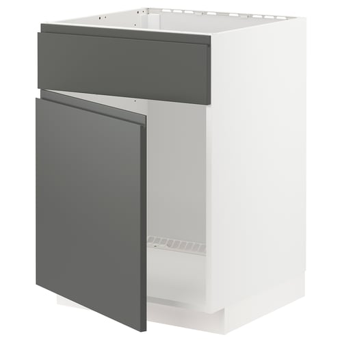 METOD Mobile lavello con anta/frontale, bianco/Voxtorp grigio scuro, 60x60 cm