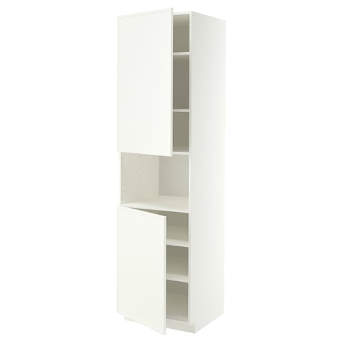 METOD Mobile microonde, 2 ante/ripiani, bianco/Aspudden bianco opaco, 60x60x220 cm