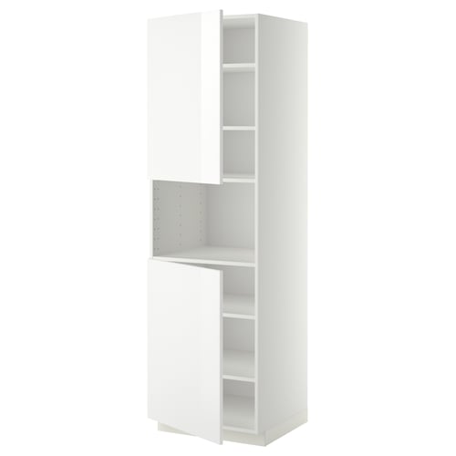 METOD Mobile microonde, 2 ante/ripiani, bianco/Ringhult bianco, 60x60x200 cm