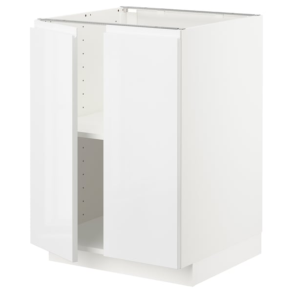 METOD Mobile/ripiano/2 ante, bianco/Voxtorp lucido/bianco, 60x60 cm