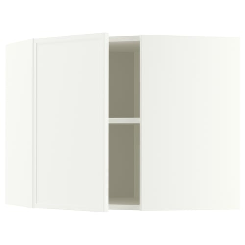 METOD Pensile angolare con ripiani, bianco/Aspudden bianco opaco, 68x60 cm