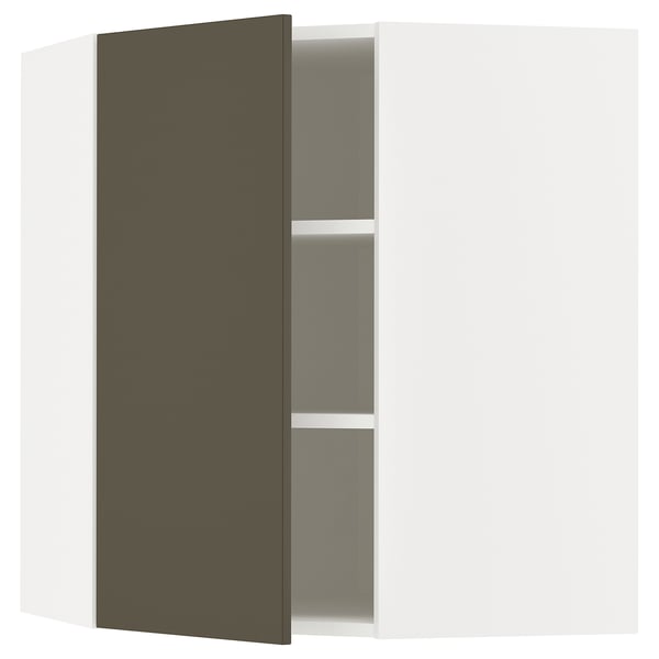 METOD Pensile angolare con ripiani, bianco/Havstorp marrone-beige, 68x80 cm