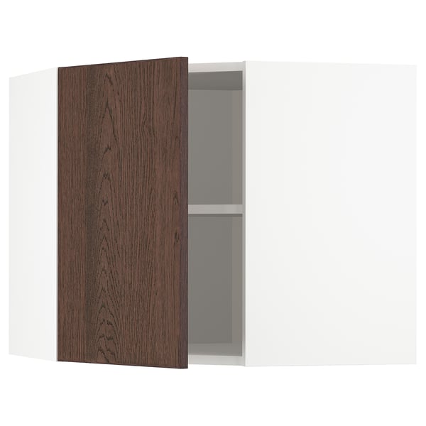 METOD Pensile angolare con ripiani, bianco/Sinarp marrone, 68x60 cm