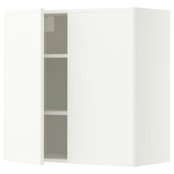 METOD Pensile con ripiani/2 ante, bianco/Aspudden bianco opaco, 80x80 cm
