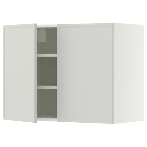 METOD Pensile con ripiani/2 ante, bianco/Aspudden grigio chiaro, 80x60 cm