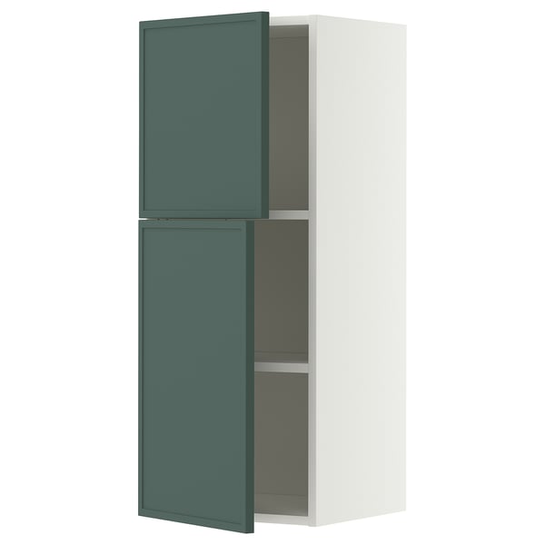 METOD Pensile con ripiani/2 ante, bianco/Aspudden grigio scuro-verde, 40x100 cm