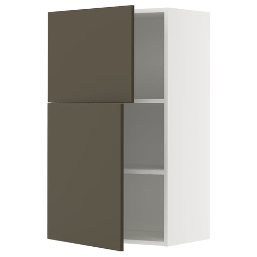METOD Pensile con ripiani/2 ante, bianco/Havstorp marrone-beige, 60x100 cm