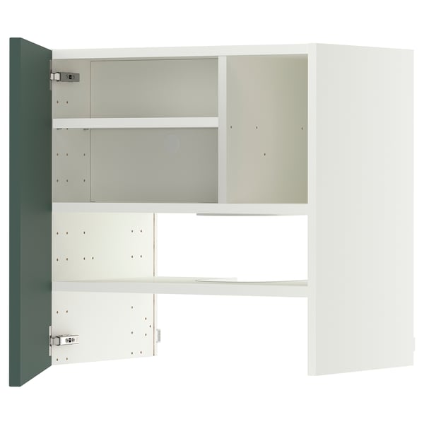 METOD Pensile per cappa con ripiano/anta, bianco/Aspudden grigio scuro-verde, 60x60 cm