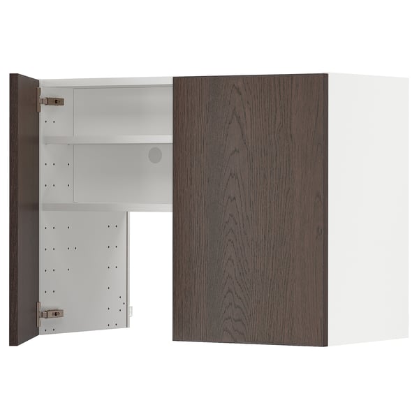 METOD Pensile per cappa con ripiano/anta, bianco/Sinarp marrone, 80x60 cm