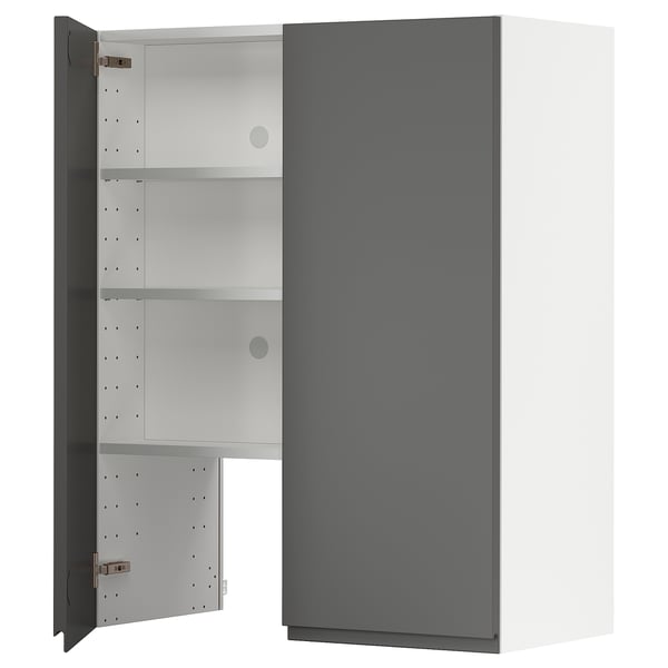 METOD Pensile per cappa con ripiano/anta, bianco/Voxtorp grigio scuro, 80x100 cm