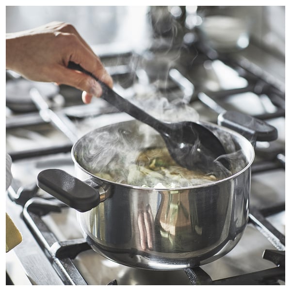 MIDDAGSMAT Pentola con coperchio, vetro trasparente/inox, 3 l