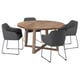 MÖRBYLÅNGA / TOSSBERG Tavolo e 4 sedie, impiallacciatura di rovere mordente marrone/Gunnared grigio scuro nero, 145 cm