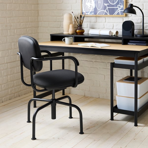 MULLSJÖ Scrivania e sedia, impiallacciatura di rovere/grigio scuro
