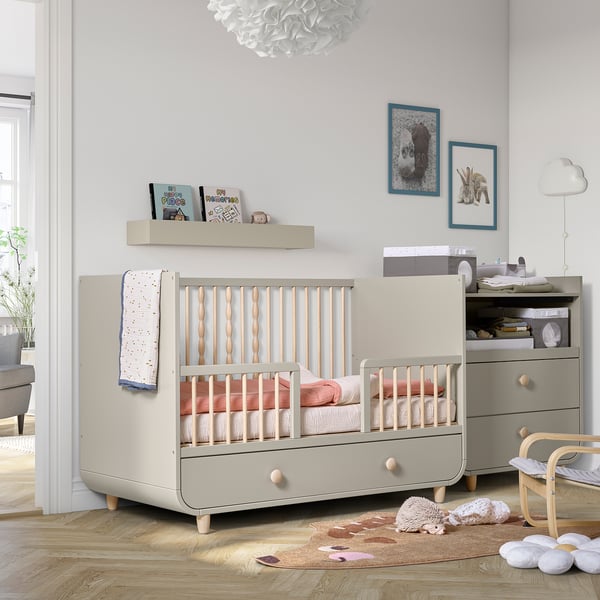 MYLLRA Lettino con cassetto, beige, 70x140 cm
