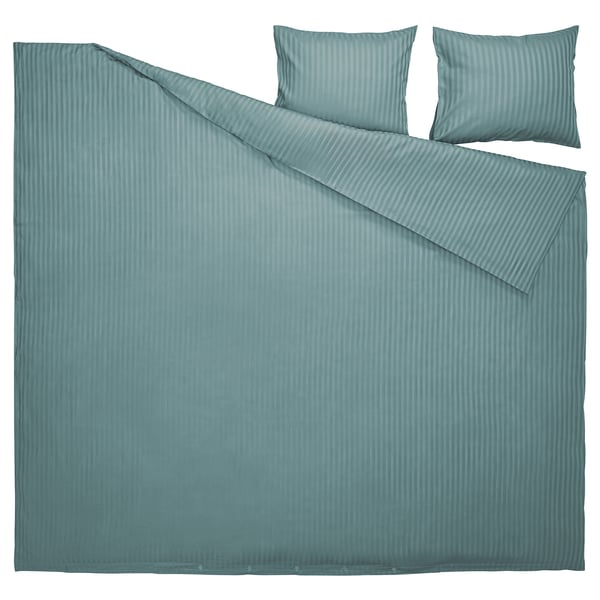 NATTJASMIN Copripiumino e 2 federe, verde-blu, 240x220/50x60 cm