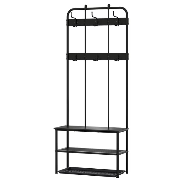 NIPÅSEN / BAGGMUCK Set mobili ingresso, 2 pezzi, nero/grigio