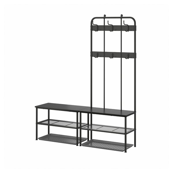 NIPÅSEN / BAGGMUCK Set mobili ingresso, 4 pezzi, nero/grigio