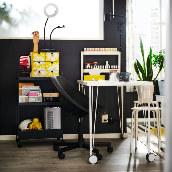 NISSAFORS Carrello, nero, 50.5x30x83 cm